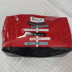 Harrods Vibrant Red and Black City Sign Pouch